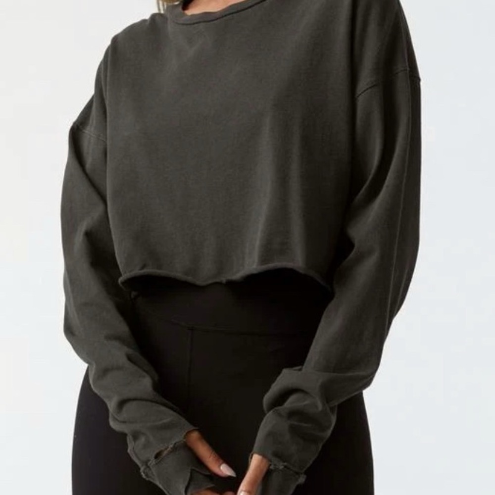 Joah Brown Grey Soho crop sweater